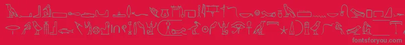 Fonte NahktHieroglyphs – fontes cinzas em um fundo vermelho