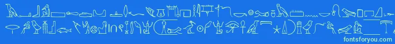 Шрифт NahktHieroglyphs – зелёные шрифты на синем фоне