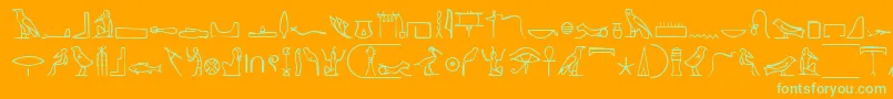 NahktHieroglyphs-fontti – vihreät fontit oranssilla taustalla