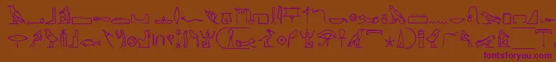 フォントNahktHieroglyphs – 紫色のフォント、茶色の背景