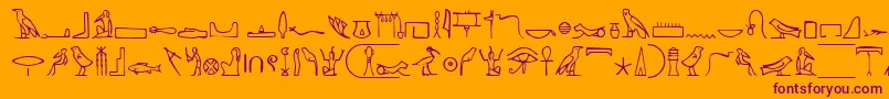 NahktHieroglyphs Font – Purple Fonts on Orange Background