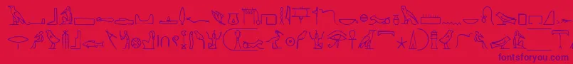 NahktHieroglyphs-fontti – violetit fontit punaisella taustalla