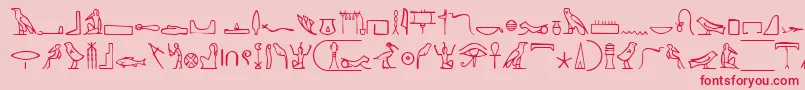 NahktHieroglyphs-Schriftart – Rote Schriften auf rosa Hintergrund