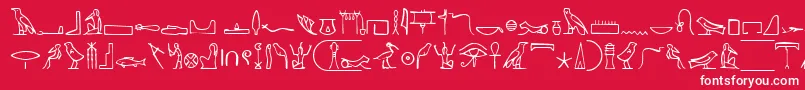 Fonte NahktHieroglyphs – fontes brancas em um fundo vermelho