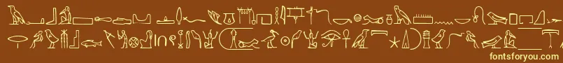 NahktHieroglyphs Font – Yellow Fonts on Brown Background