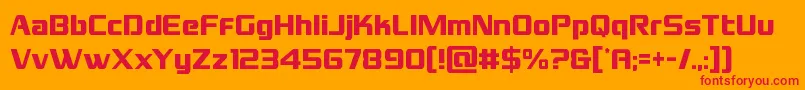 Grandnationalcond-Schriftart – Rote Schriften auf orangefarbenem Hintergrund