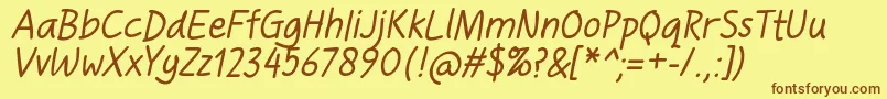 HandgleyItalic Font – Brown Fonts on Yellow Background