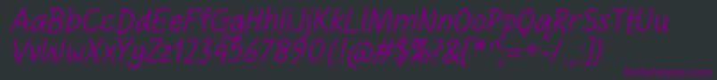 HandgleyItalic Font – Purple Fonts on Black Background