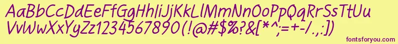 HandgleyItalic Font – Purple Fonts on Yellow Background
