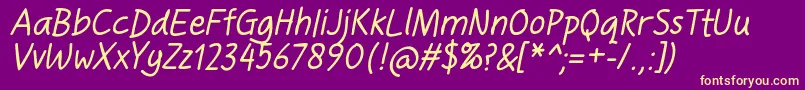 HandgleyItalic Font – Yellow Fonts on Purple Background