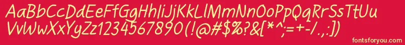 HandgleyItalic Font – Yellow Fonts on Red Background