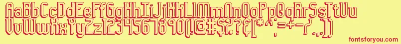 Gyneric3-Schriftart – Rote Schriften auf gelbem Hintergrund