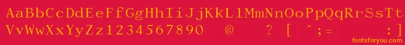 フォントDactylographeUnregistered – 赤い背景にオレンジの文字