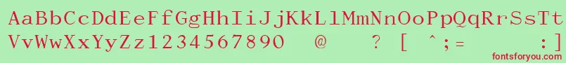 DactylographeUnregistered-fontti – punaiset fontit vihreällä taustalla