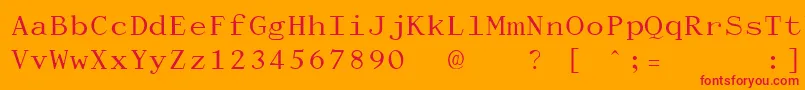DactylographeUnregistered-Schriftart – Rote Schriften auf orangefarbenem Hintergrund