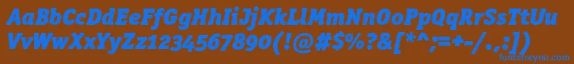 OfficinaserifblackoscItalic Font – Blue Fonts on Brown Background