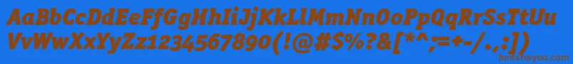 OfficinaserifblackoscItalic Font – Brown Fonts on Blue Background