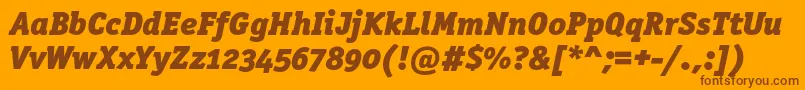 OfficinaserifblackoscItalic-Schriftart – Braune Schriften auf orangefarbenem Hintergrund