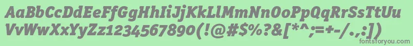 OfficinaserifblackoscItalic-fontti – harmaat kirjasimet vihreällä taustalla