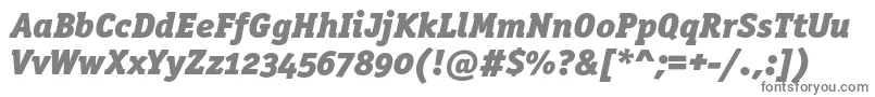 OfficinaserifblackoscItalic-fontti – harmaat kirjasimet valkoisella taustalla