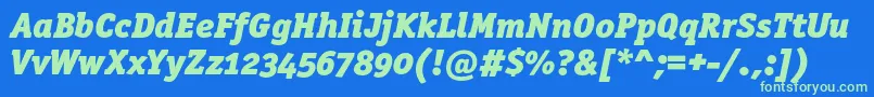 OfficinaserifblackoscItalic Font – Green Fonts on Blue Background