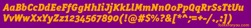 OfficinaserifblackoscItalic-Schriftart – Orangefarbene Schriften auf violettem Hintergrund