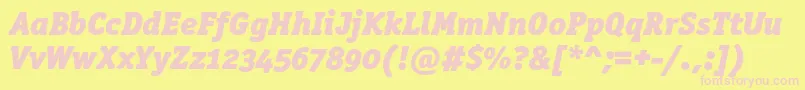 Fonte OfficinaserifblackoscItalic – fontes rosa em um fundo amarelo