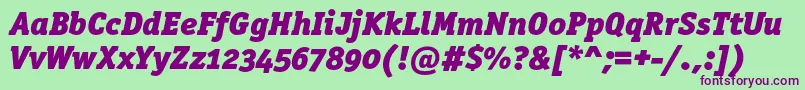 Czcionka OfficinaserifblackoscItalic – fioletowe czcionki na zielonym tle