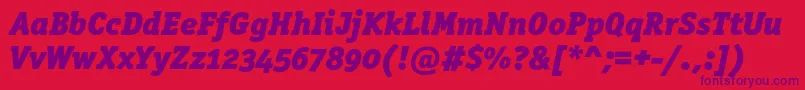 OfficinaserifblackoscItalic-Schriftart – Violette Schriften auf rotem Hintergrund