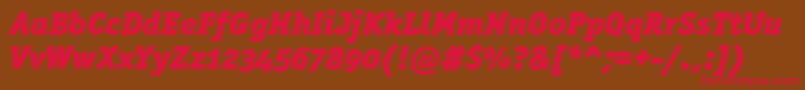 OfficinaserifblackoscItalic Font – Red Fonts on Brown Background