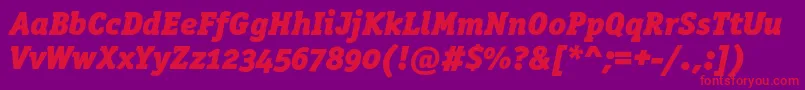 OfficinaserifblackoscItalic Font – Red Fonts on Purple Background