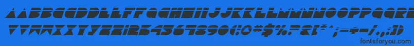フォントDiscoDeckLaserItalic – 黒い文字の青い背景