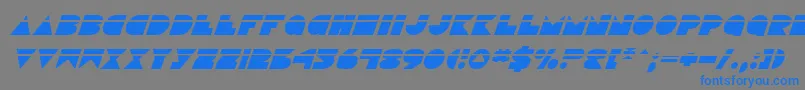 フォントDiscoDeckLaserItalic – 灰色の背景に青い文字