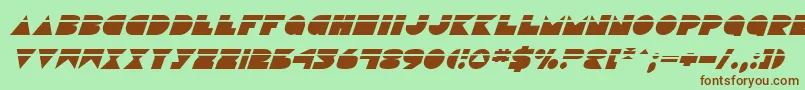 DiscoDeckLaserItalic-Schriftart – Braune Schriften auf grünem Hintergrund