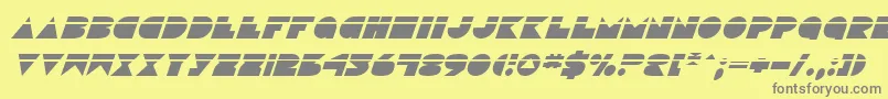 フォントDiscoDeckLaserItalic – 黄色の背景に灰色の文字