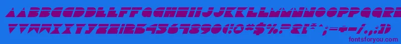 フォントDiscoDeckLaserItalic – 紫色のフォント、青い背景