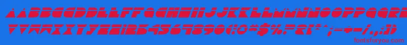 Czcionka DiscoDeckLaserItalic – czerwone czcionki na niebieskim tle