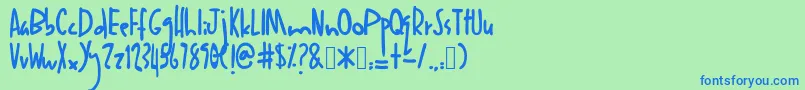 Anakanak Font – Blue Fonts on Green Background