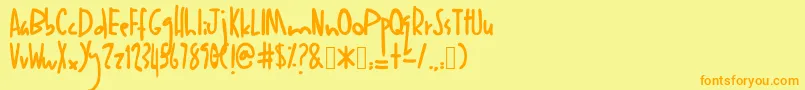 Anakanak-Schriftart – Orangefarbene Schriften auf gelbem Hintergrund
