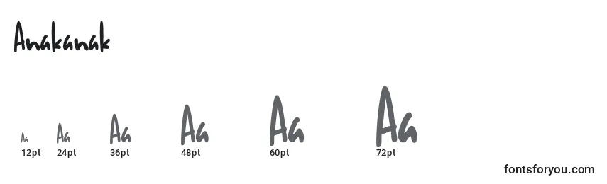 Размеры шрифта Anakanak