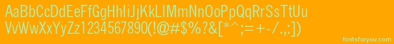 QuicktypeCondensed Font – Green Fonts on Orange Background