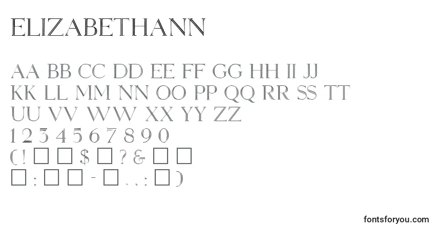 Czcionka ElizabethAnn – alfabet, cyfry, specjalne znaki