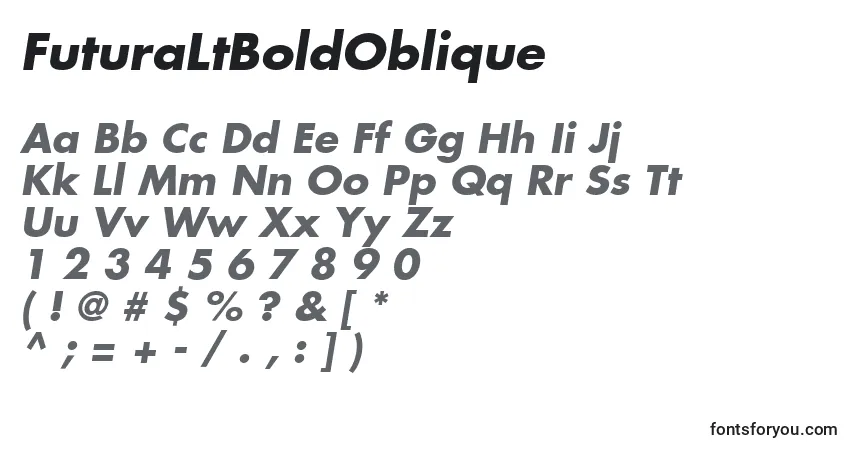 FuturaLtBoldOblique-fontti – aakkoset, numerot, erikoismerkit