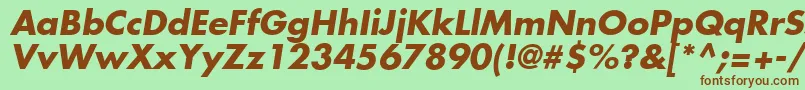 FuturaLtBoldOblique-fontti – ruskeat fontit vihreällä taustalla
