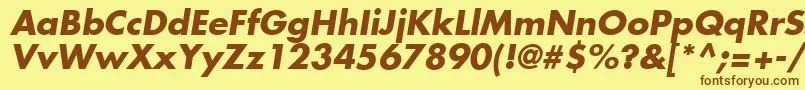 フォントFuturaLtBoldOblique – 茶色の文字が黄色の背景にあります。