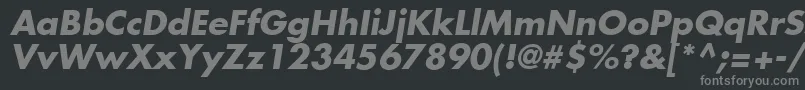 FuturaLtBoldOblique-fontti – harmaat kirjasimet mustalla taustalla
