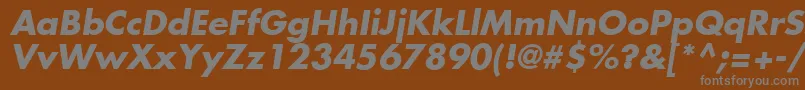 FuturaLtBoldOblique-fontti – harmaat kirjasimet ruskealla taustalla