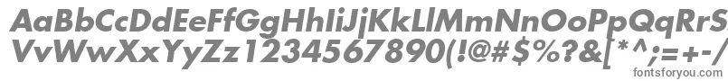 FuturaLtBoldOblique-fontti – harmaat kirjasimet valkoisella taustalla