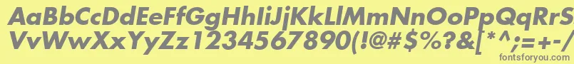 FuturaLtBoldOblique-Schriftart – Graue Schriften auf gelbem Hintergrund