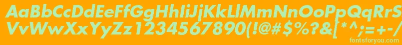 FuturaLtBoldOblique-fontti – vihreät fontit oranssilla taustalla